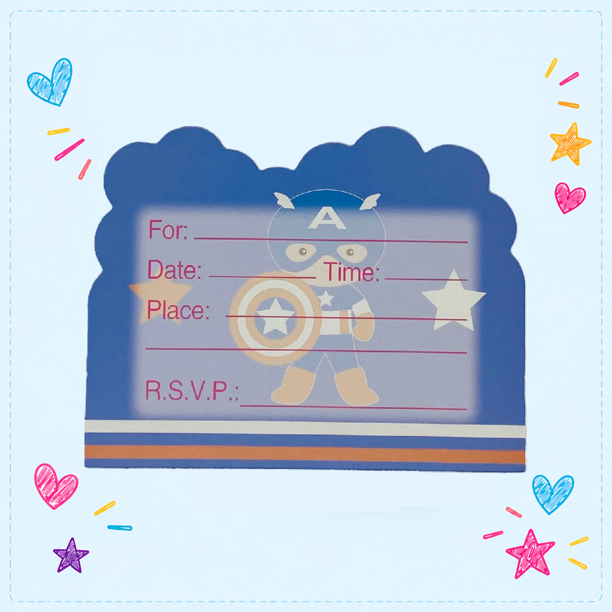 Kawaii Hero invitation card - Image 2